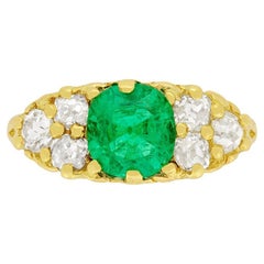 Victorian 1.14ct Emerald and Diamond Ring, c.1880s