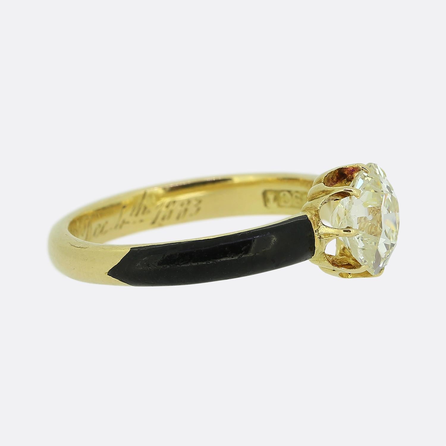Anillo Solitario Victoriano con Diamante de Corte Antiguo de 1,15 Quilates Corte europeo antiguo