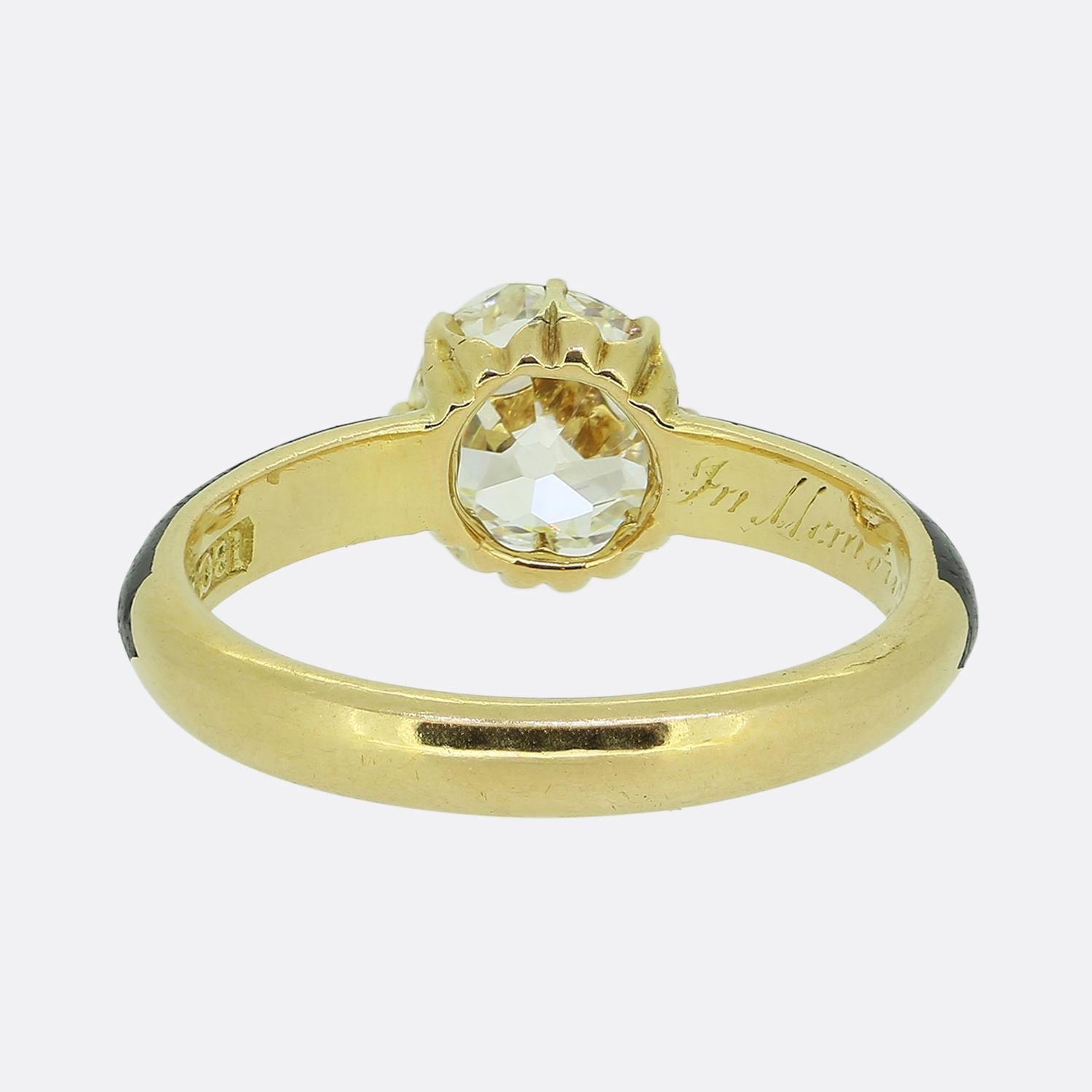 Anillo Solitario Victoriano con Diamante de Corte Antiguo de 1,15 Quilates en Bueno Estado en London, GB