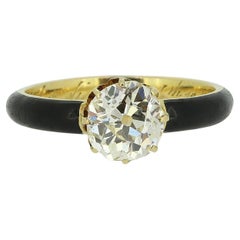 Bague solitaire victorienne avec diamant taille ancienne de 1,15 carat