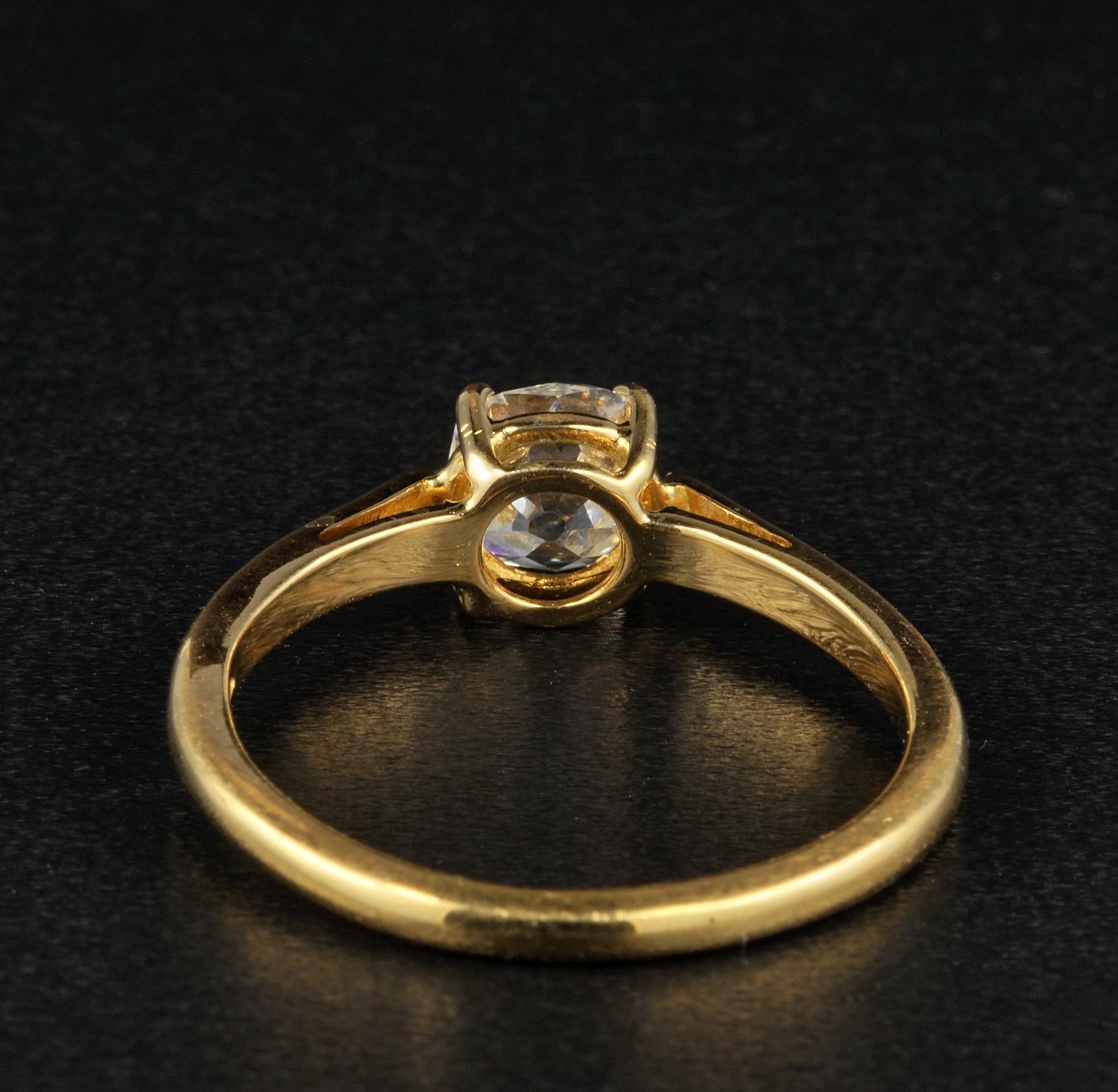 Victorian 1.15 Carat Old Mine Cushion Cut Diamond Solitaire Ring 2