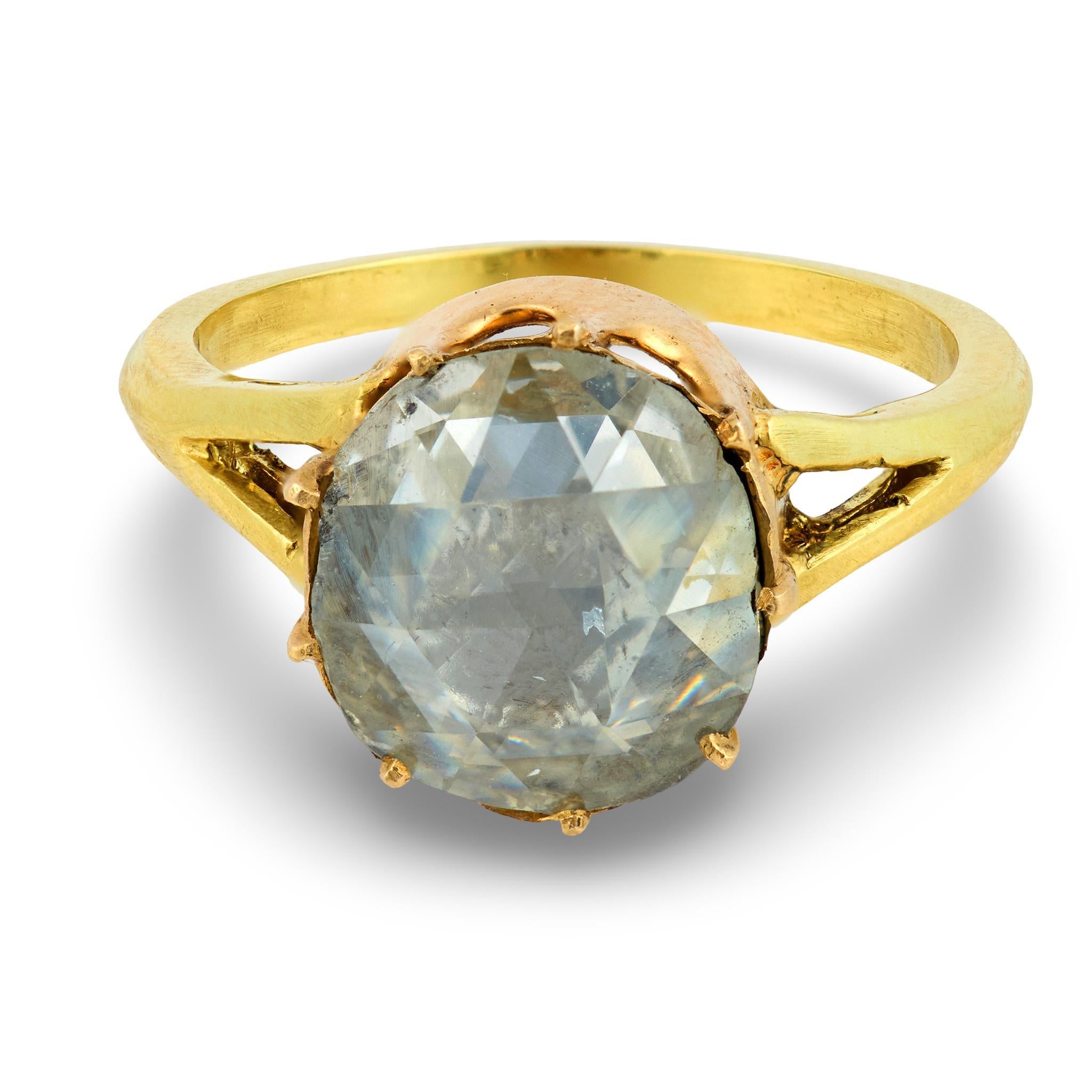 Viktorianischer Verlobungsring mit 1,15 Karat Diamant im Rosenschliff aus 18k Gelbgold im Zustand „Gut“ im Angebot in Beverly Hills, CA