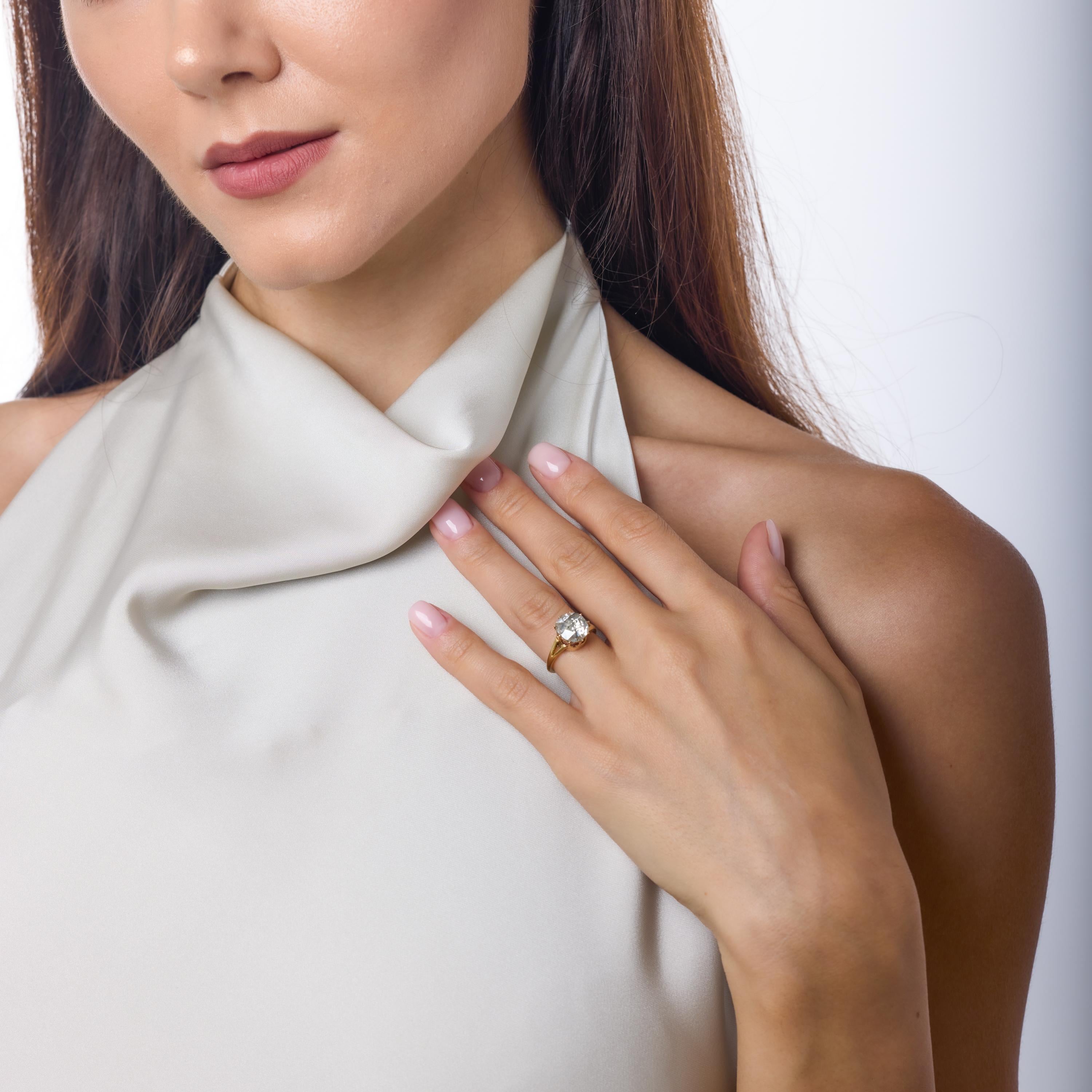 Viktorianischer Verlobungsring mit 1,15 Karat Diamant im Rosenschliff aus 18k Gelbgold im Angebot 1