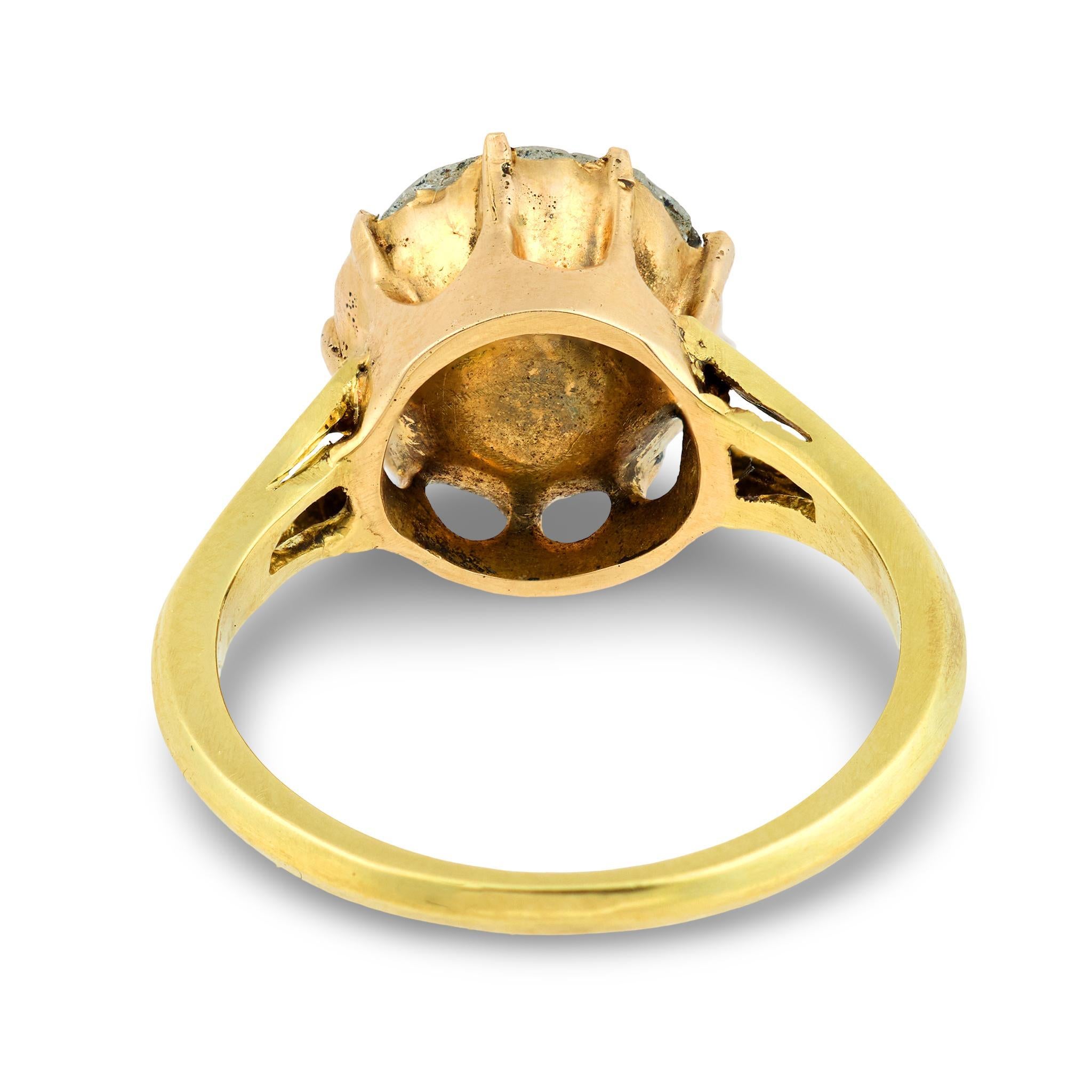 Viktorianischer Verlobungsring mit 1,15 Karat Diamant im Rosenschliff aus 18k Gelbgold im Angebot 2