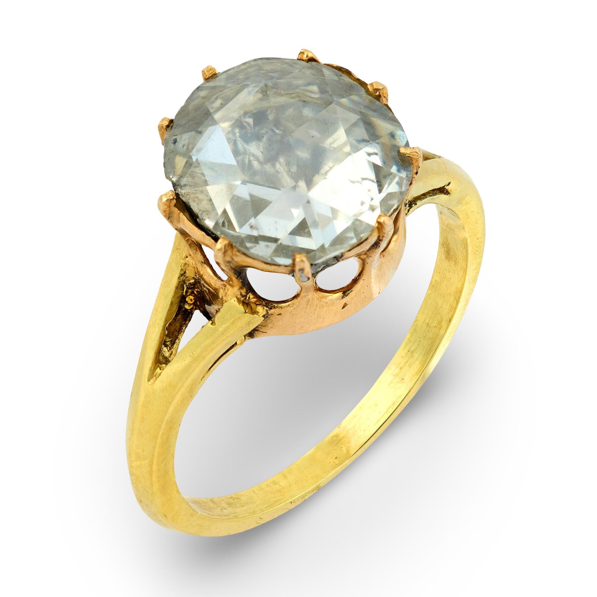 Viktorianischer Verlobungsring mit 1,15 Karat Diamant im Rosenschliff aus 18k Gelbgold im Angebot 4