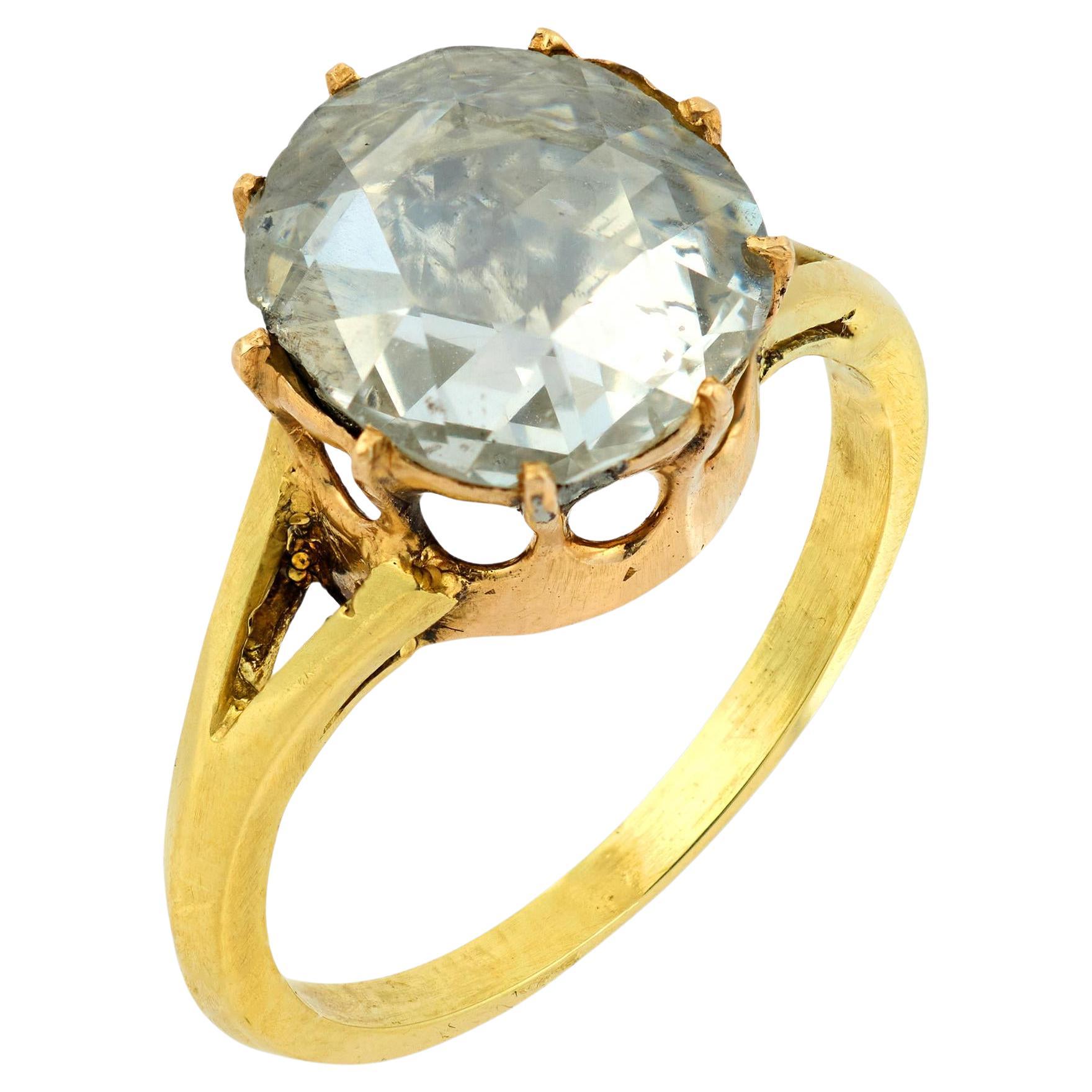 Victorian 1.15 carat rose cut diamond 18k yellow gold engagement ring