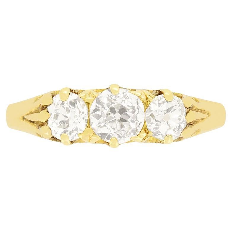 Viktorianischer 1,15-Karat-Diamant-Trilogie-Ring, um 1880 im Angebot