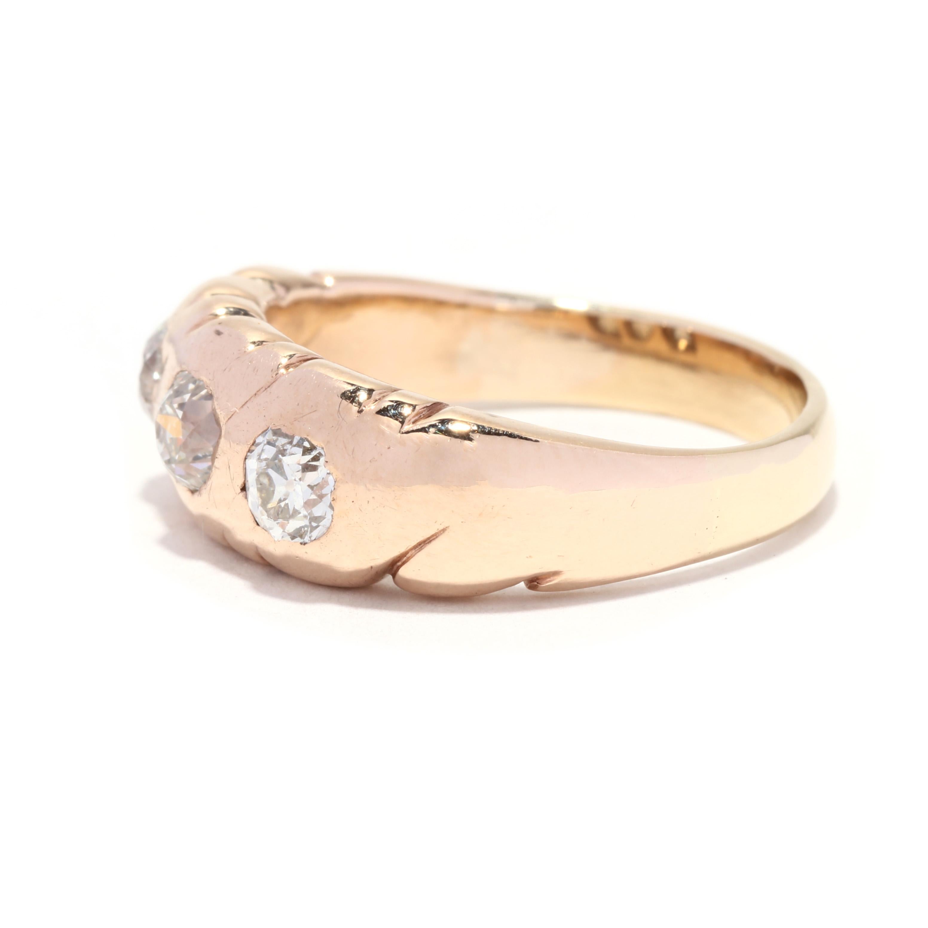 Women's or Men's Victorian 1.15ctw Old European Cut Diamond Ring, 14K Yellow Gold, Ring