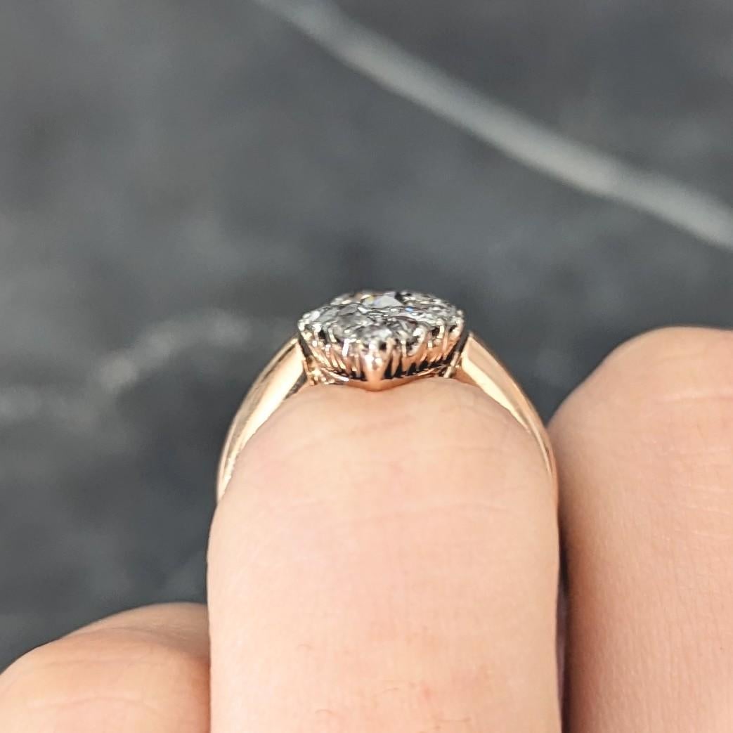 Bague victorienne en or rose 14 carats avec diamant taille européenne ancienne de 1,16 carat surmonté de platine 4