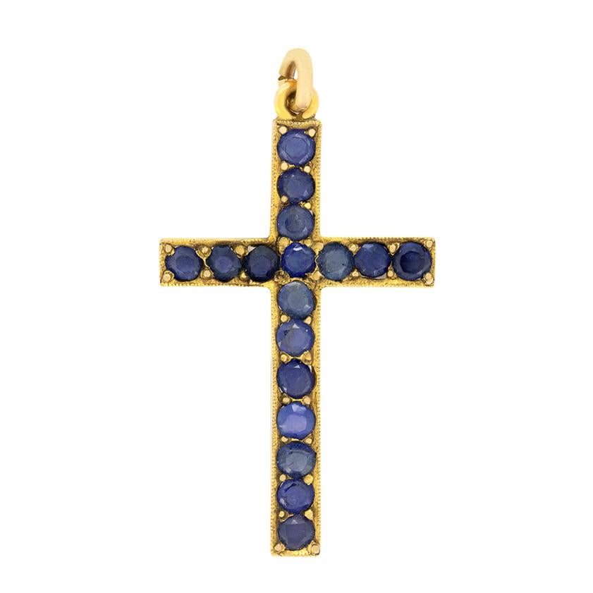 Viktorianischer Saphir-Kreuz-Anhänger mit 1,19 Karat insgesamt, ca. 1900er Jahre im Zustand „Gut“ im Angebot in London, GB