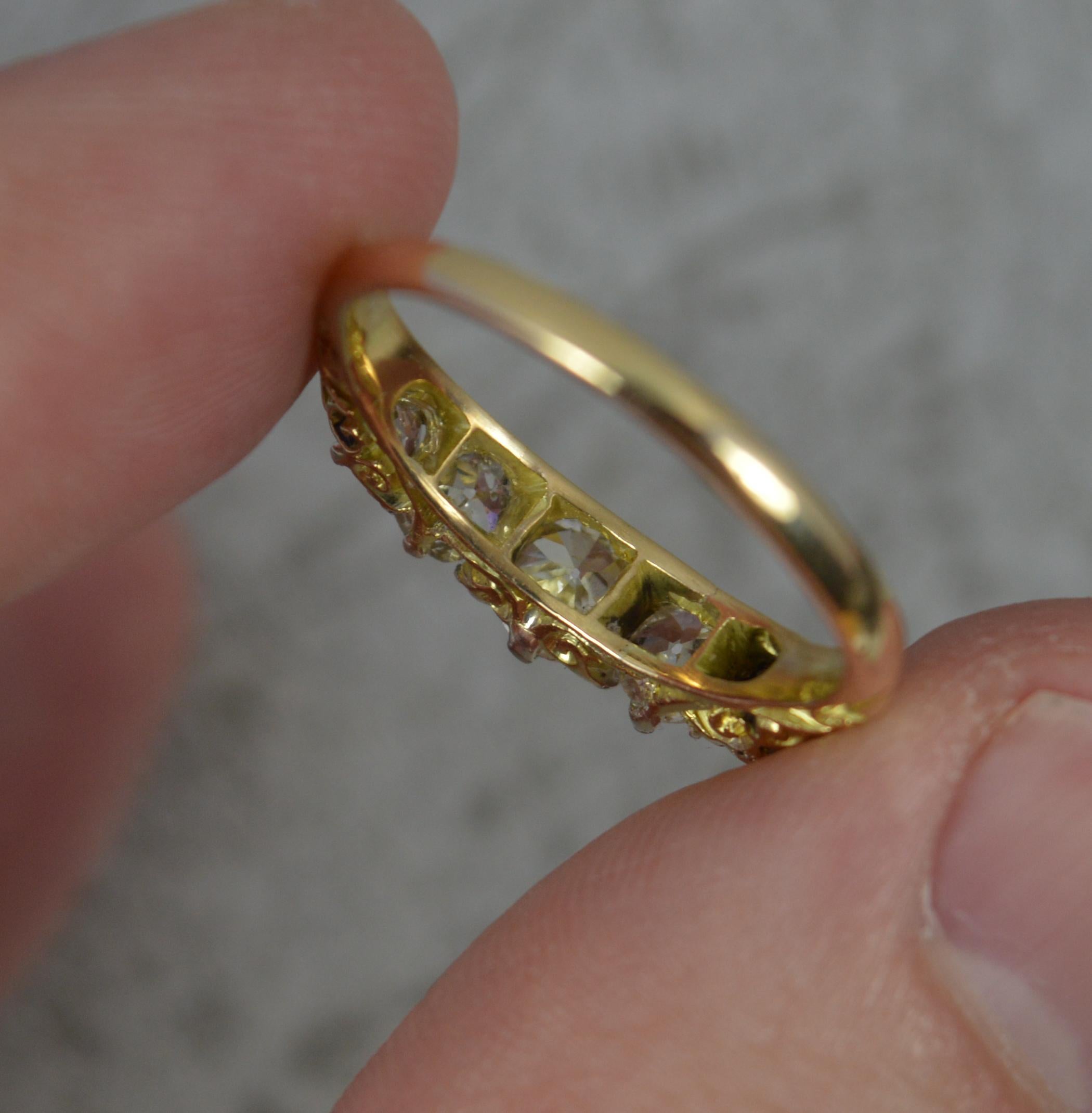 Victorian 1.1ct Old Cut Diamond and 18 Carat Gold Five Stone Stack Ring 5