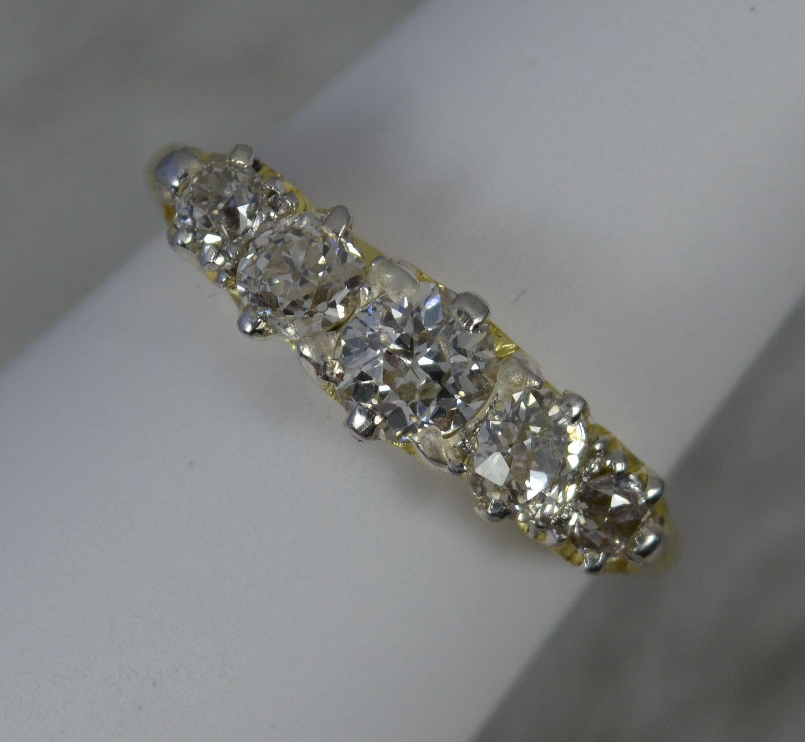 Victorian 1.1ct Old Cut Diamond and 18 Carat Gold Five Stone Stack Ring 6