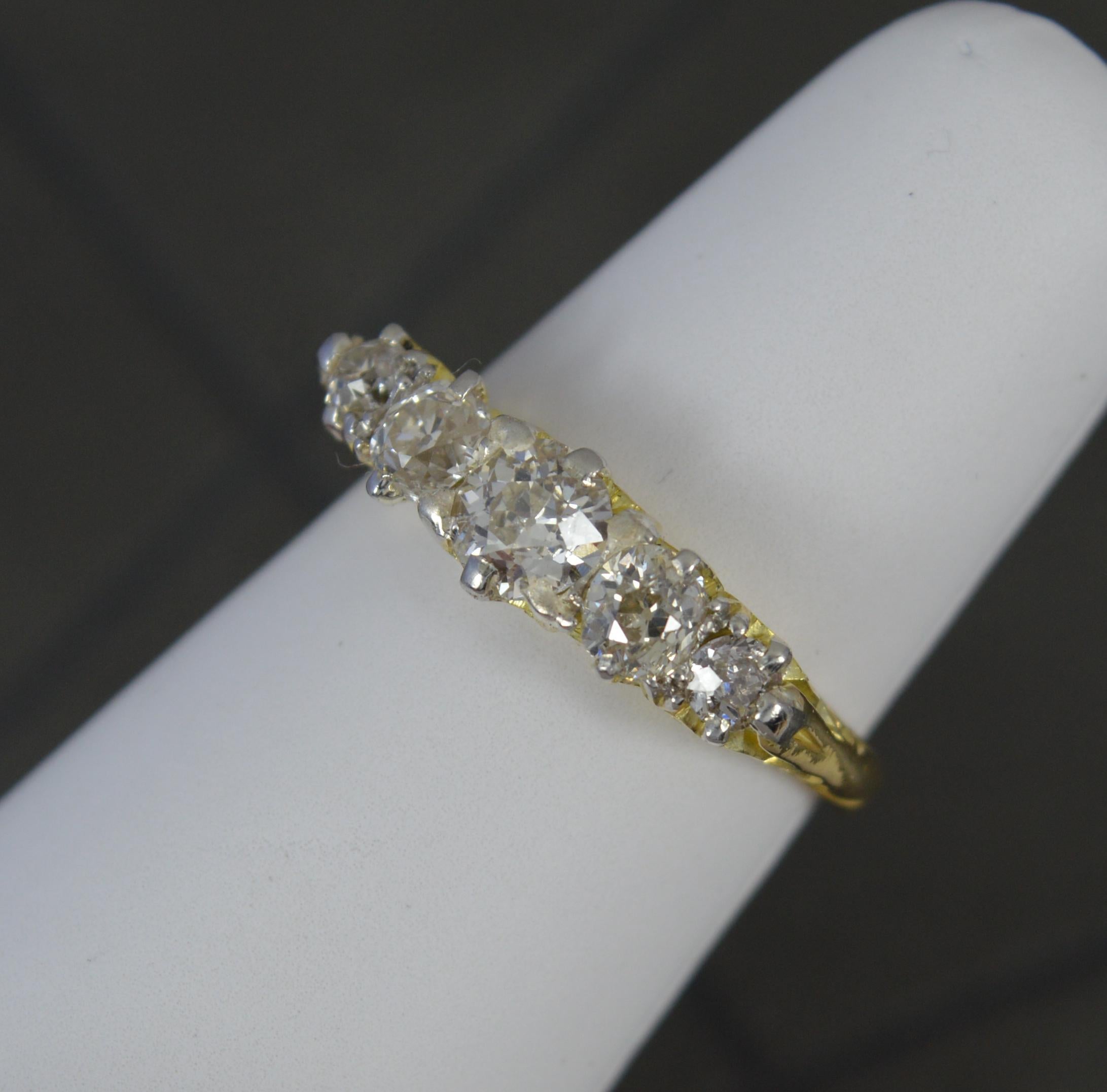 Victorian 1.1ct Old Cut Diamond and 18 Carat Gold Five Stone Stack Ring 8