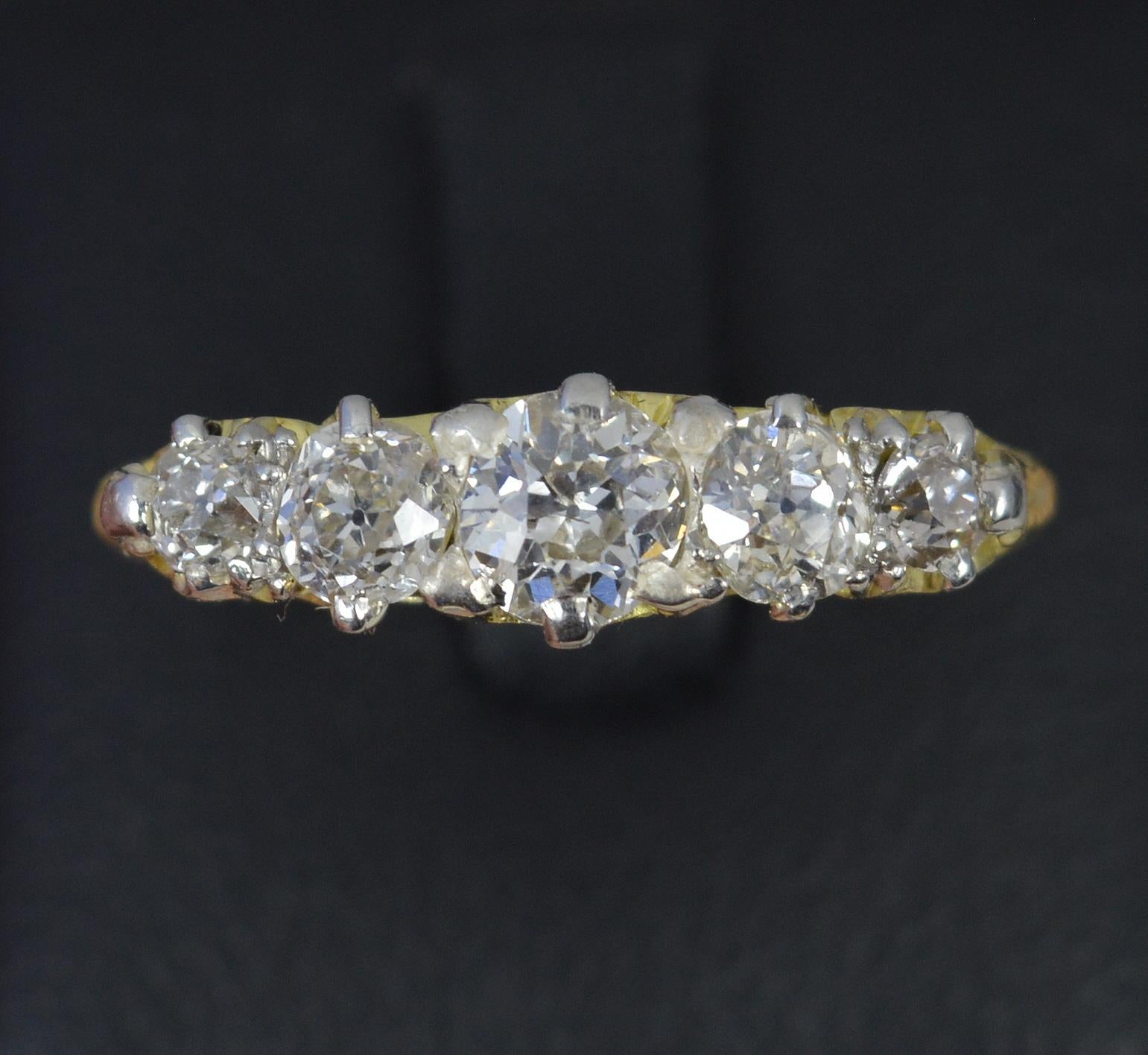 Victorian 1.1ct Old Cut Diamond and 18 Carat Gold Five Stone Stack Ring 10