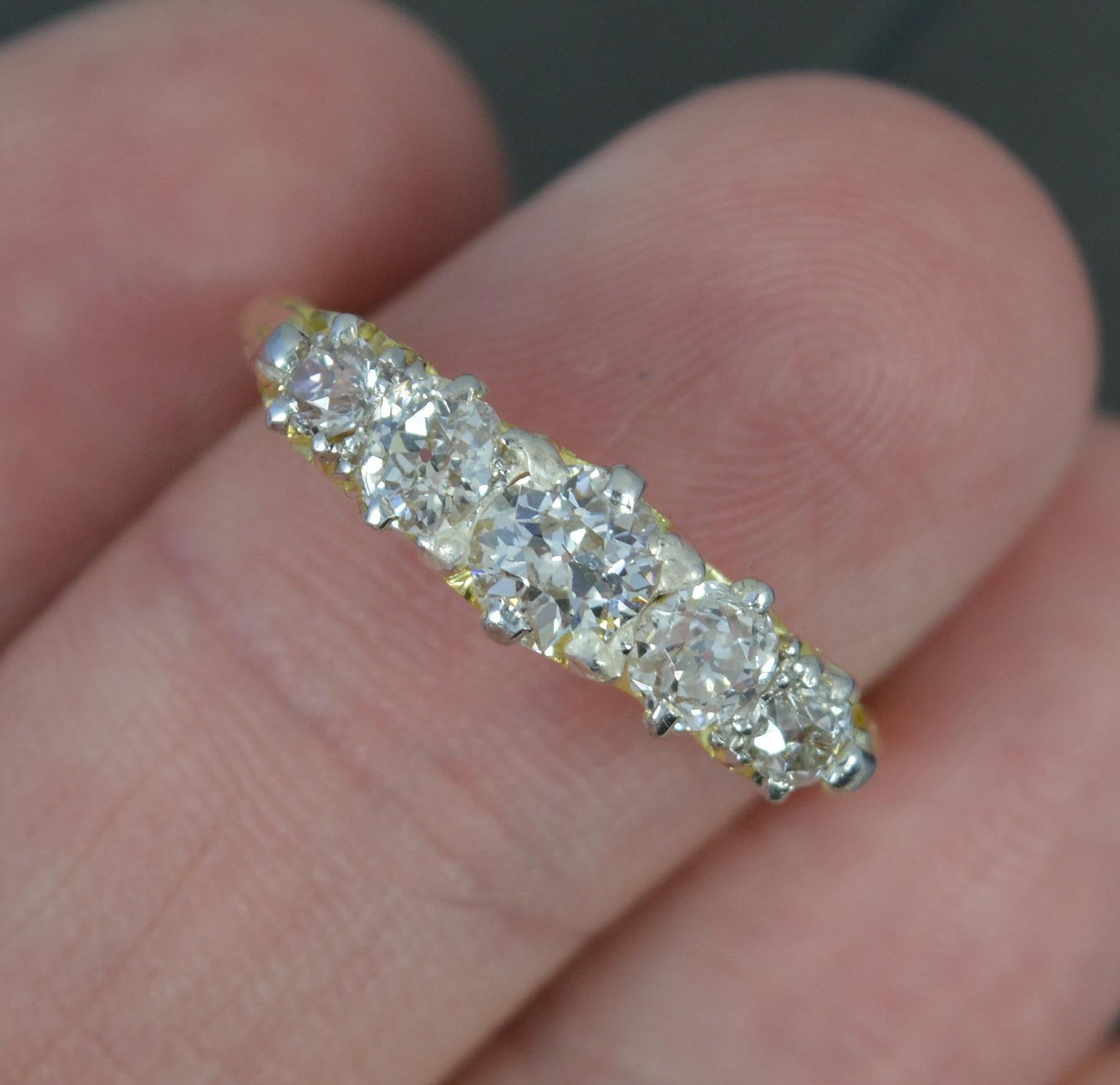 Women's Victorian 1.1ct Old Cut Diamond and 18 Carat Gold Five Stone Stack Ring