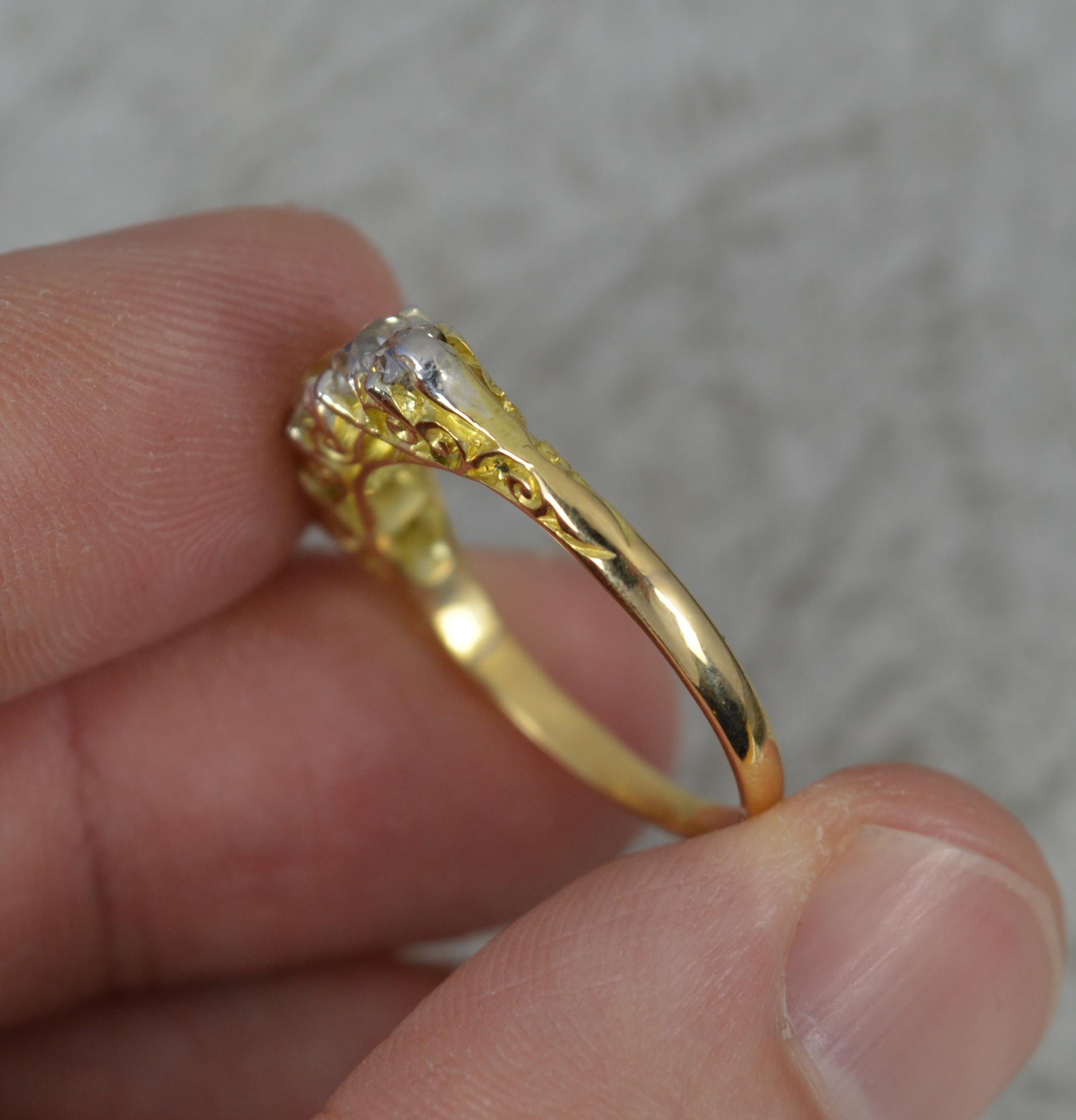 Victorian 1.1ct Old Cut Diamond and 18 Carat Gold Five Stone Stack Ring 2