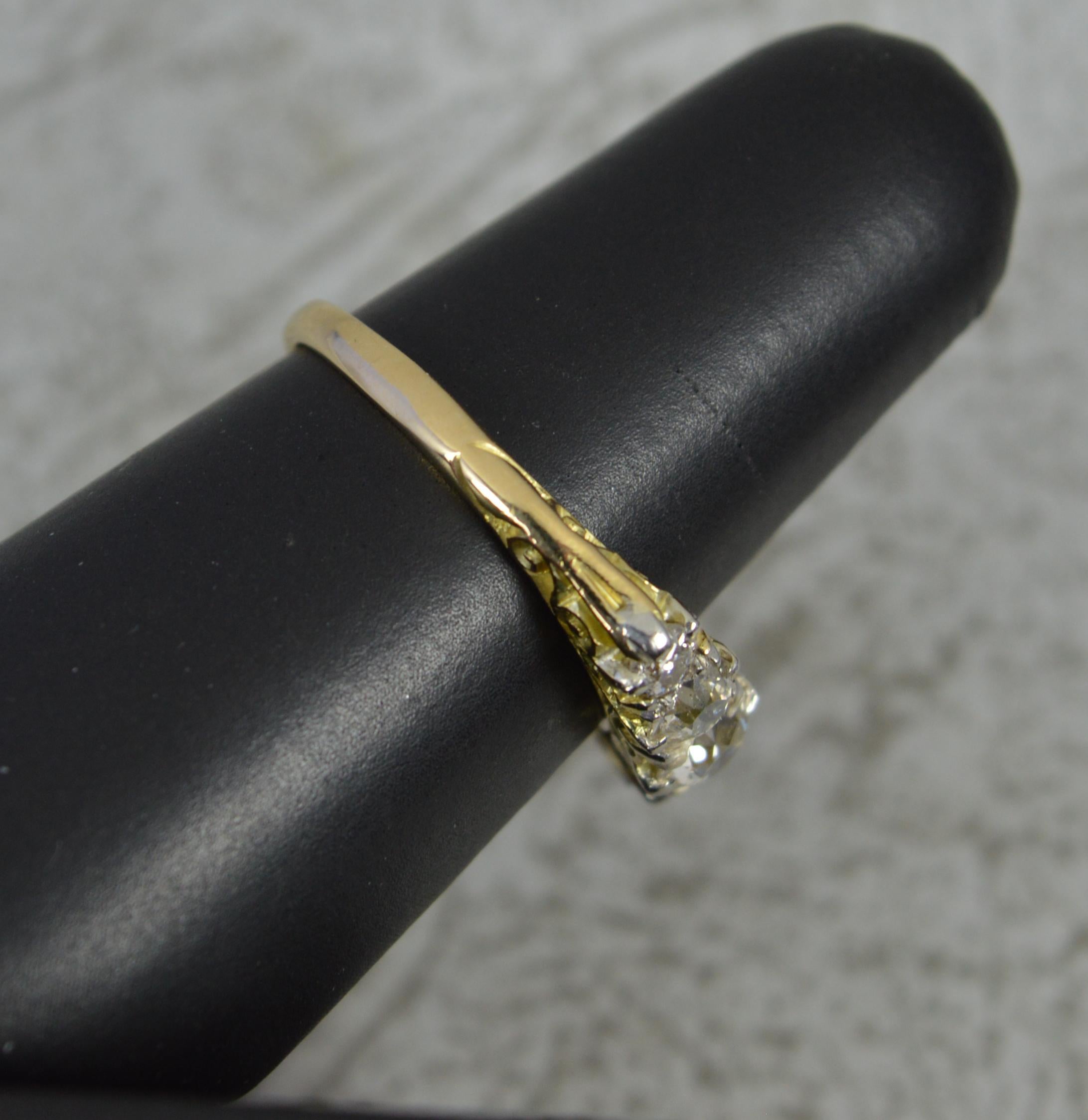 Victorian 1.1ct Old Cut Diamond and 18 Carat Gold Five Stone Stack Ring 4