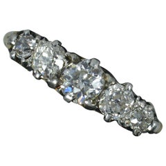 Victorian 1.1ct Old Cut Diamond and 18 Carat Gold Five Stone Stack Ring