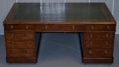 Victorian 12 Drawer 2 Cupboard Twin Pedestal Double Sided Partner Desk Leather