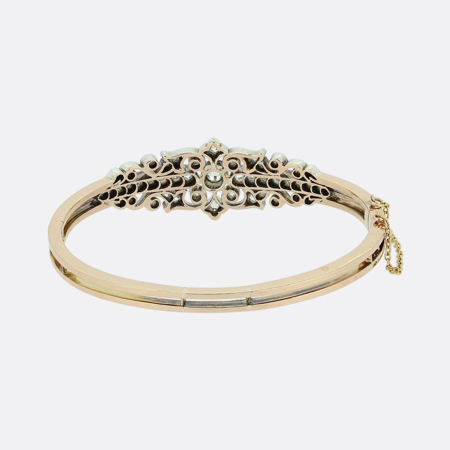 Taglio a rosa Bracciale vittoriano con cerniera con diamante da 1,20 carati in vendita