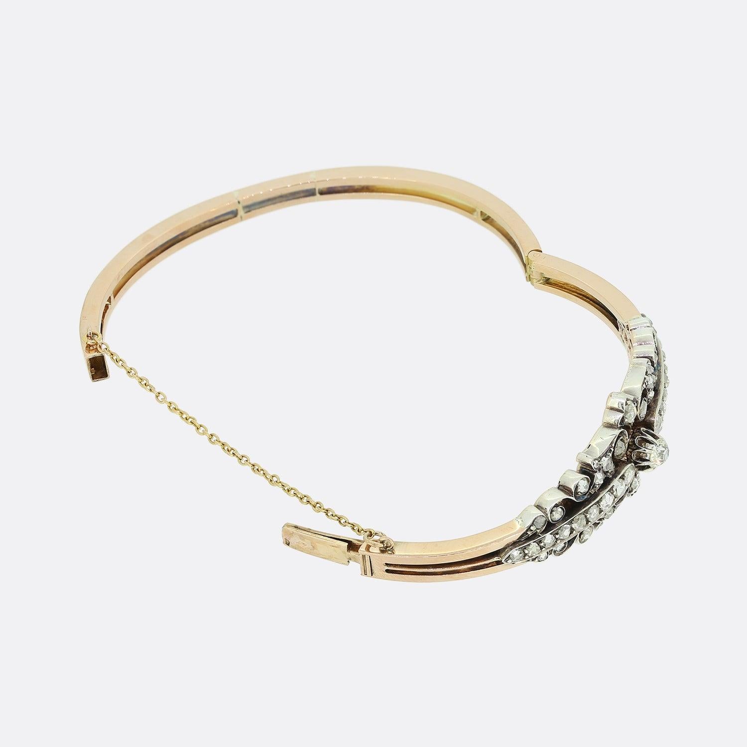 Bracciale vittoriano con cerniera con diamante da 1,20 carati In condizioni buone in vendita a London, GB