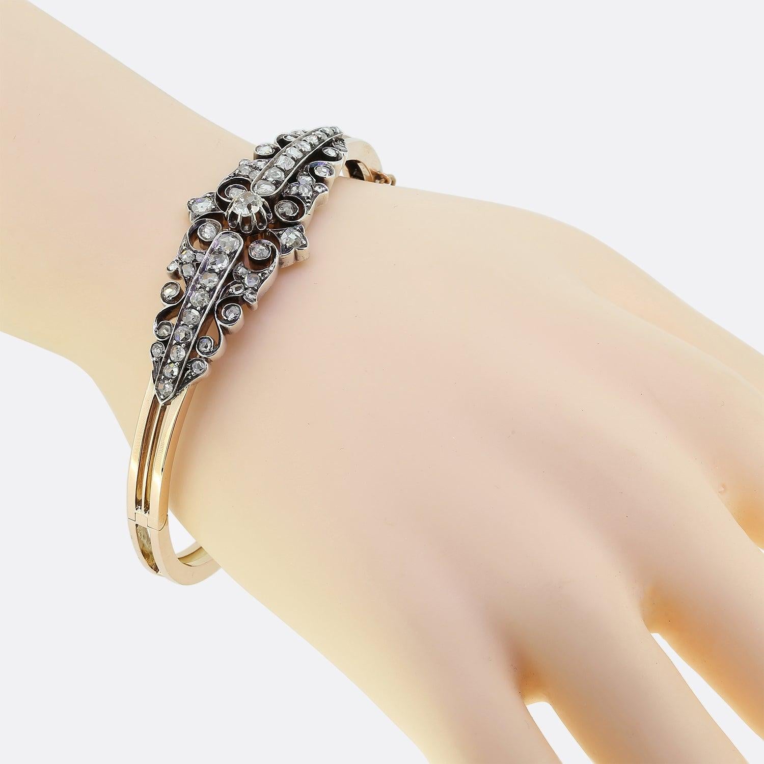Donna Bracciale vittoriano con cerniera con diamante da 1,20 carati in vendita