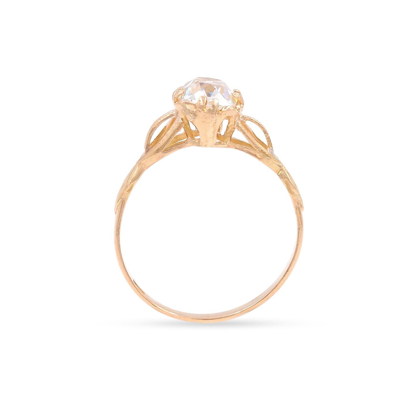Old Mine Cut Victorian 1.20 Carat GIA Old Mine Cushion Cut Diamond Solitaire Ring