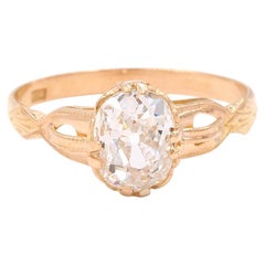 Victorian 1.20 Carat GIA Old Mine Cushion Cut Diamond Solitaire Ring
