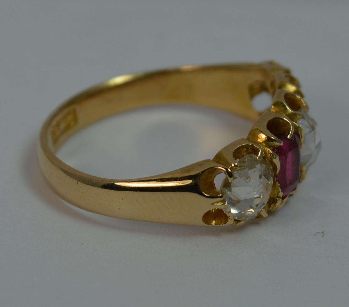 Victorian 1.20 Carat Rose Cut Diamond Five-Stone 15 Carat Gold Ring 6