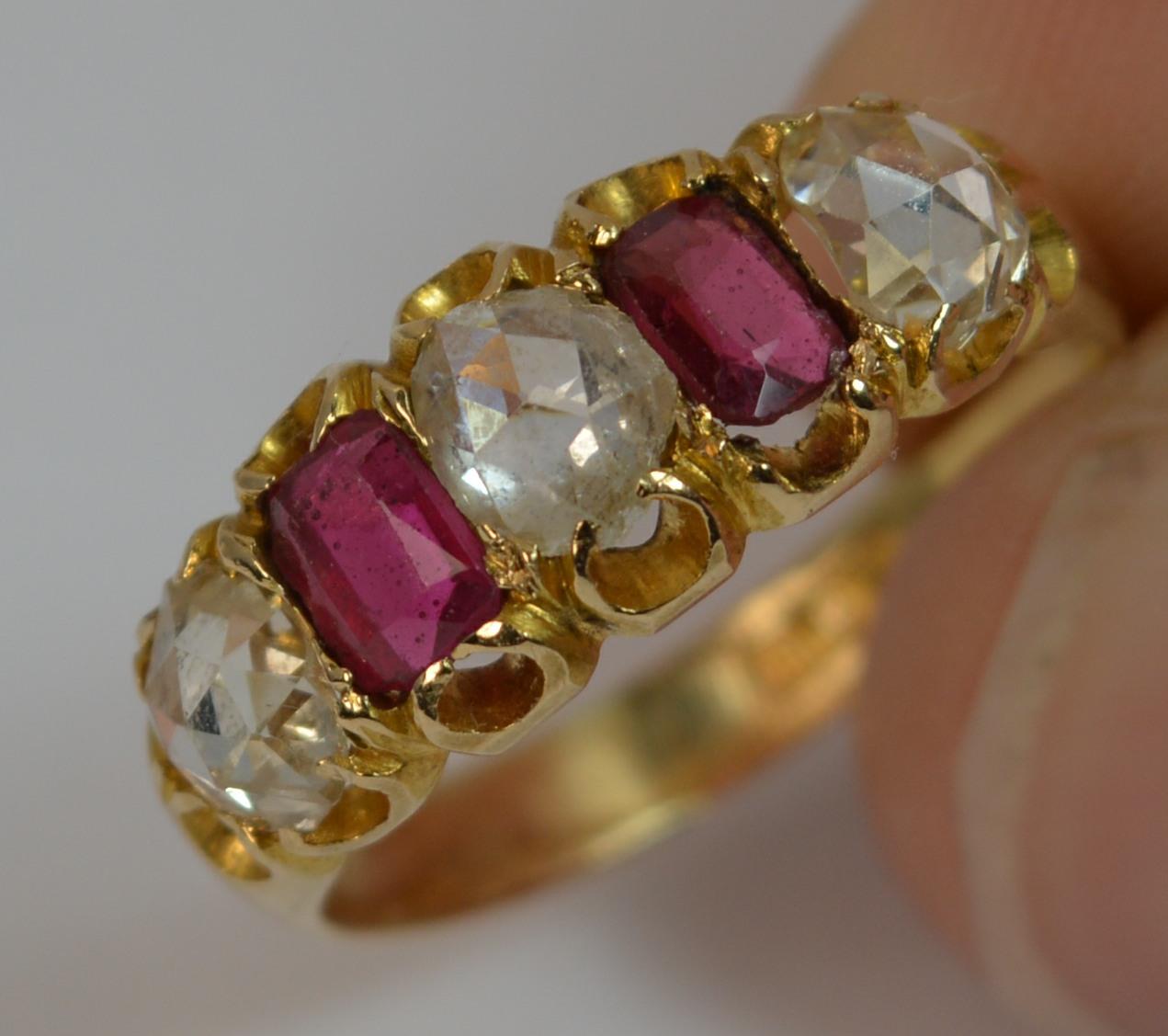 Victorian 1.20 Carat Rose Cut Diamond Five-Stone 15 Carat Gold Ring 7