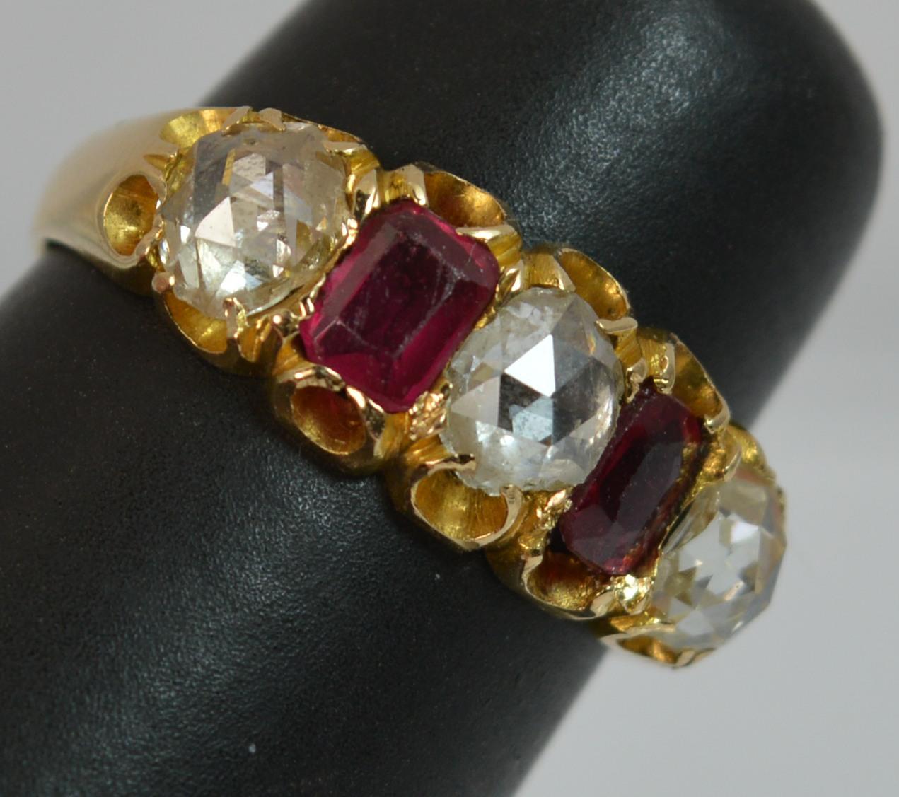 Victorian 1.20 Carat Rose Cut Diamond Five-Stone 15 Carat Gold Ring 10
