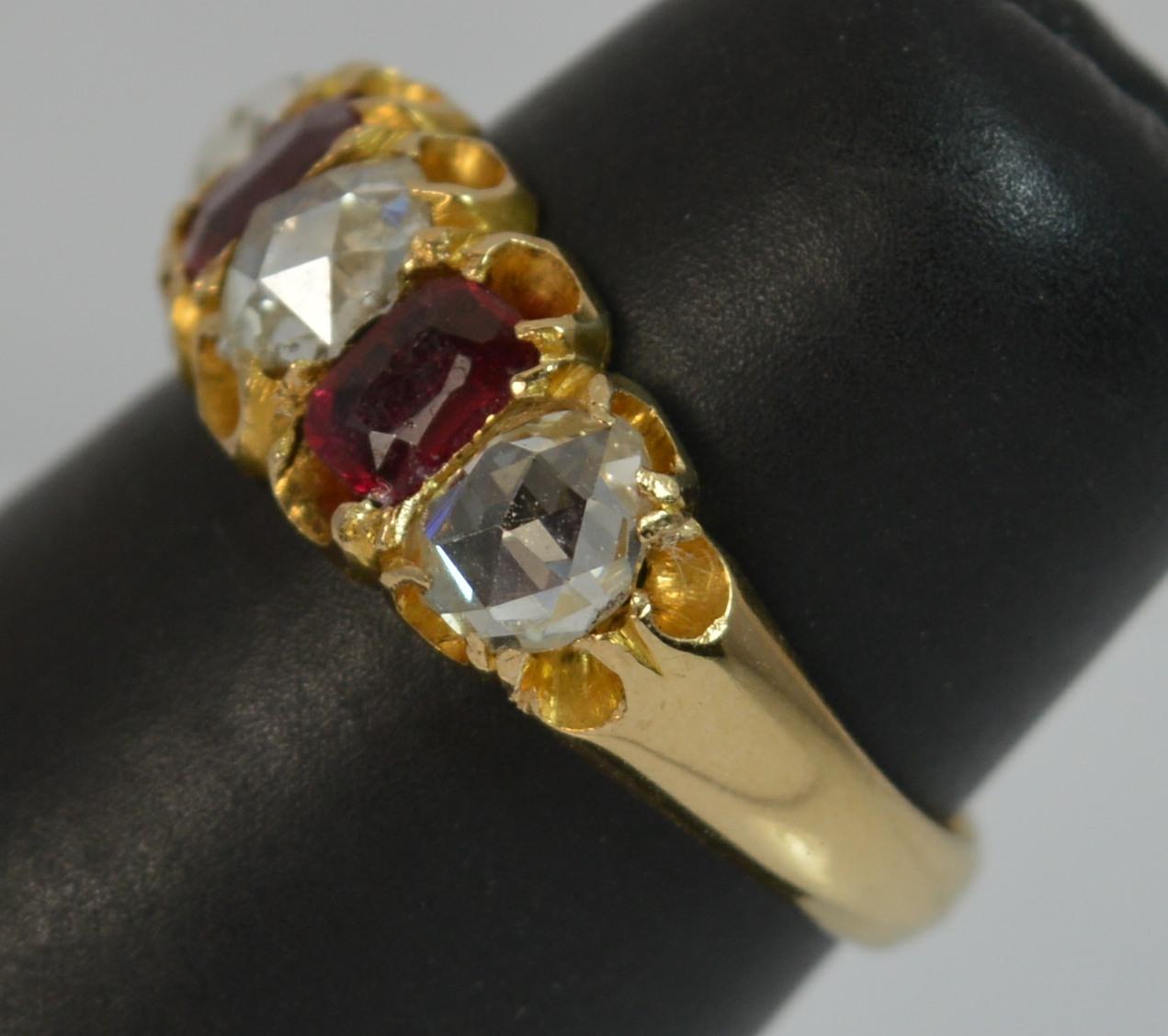 Victorian 1.20 Carat Rose Cut Diamond Five-Stone 15 Carat Gold Ring 11