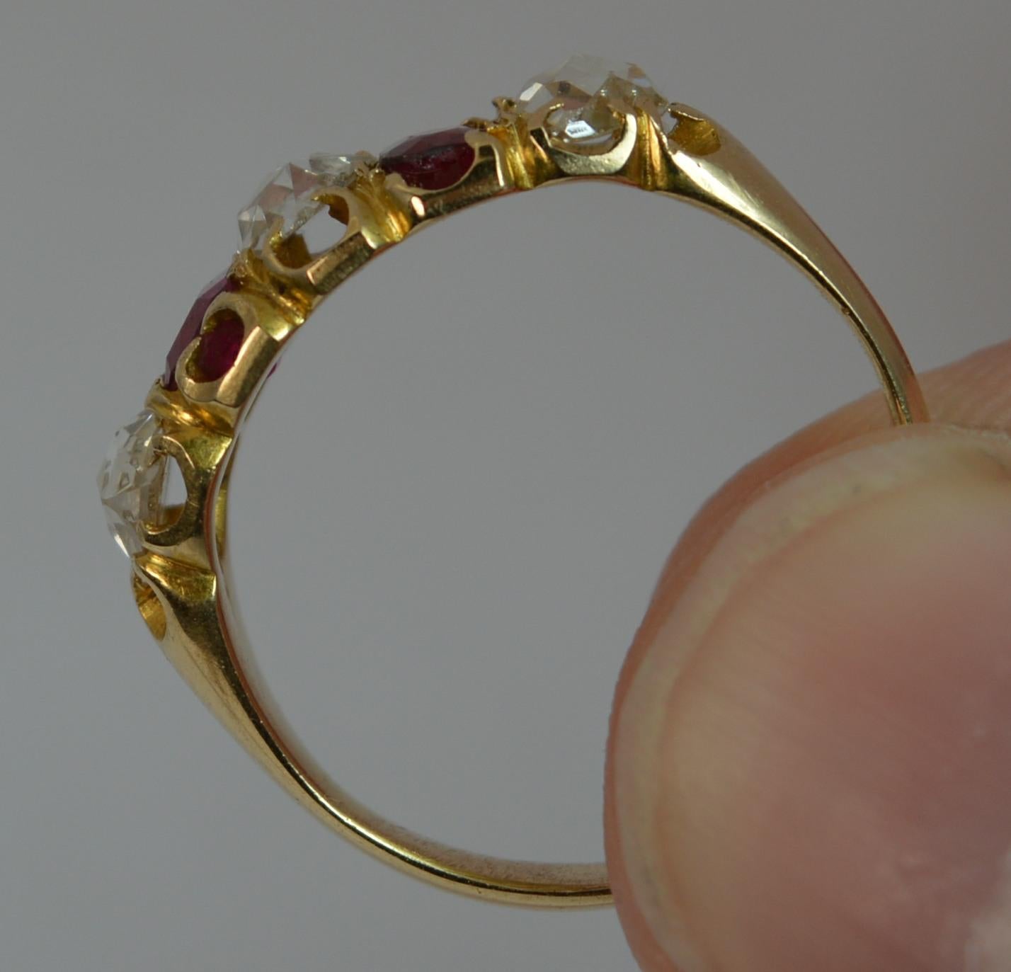 Women's Victorian 1.20 Carat Rose Cut Diamond Five-Stone 15 Carat Gold Ring