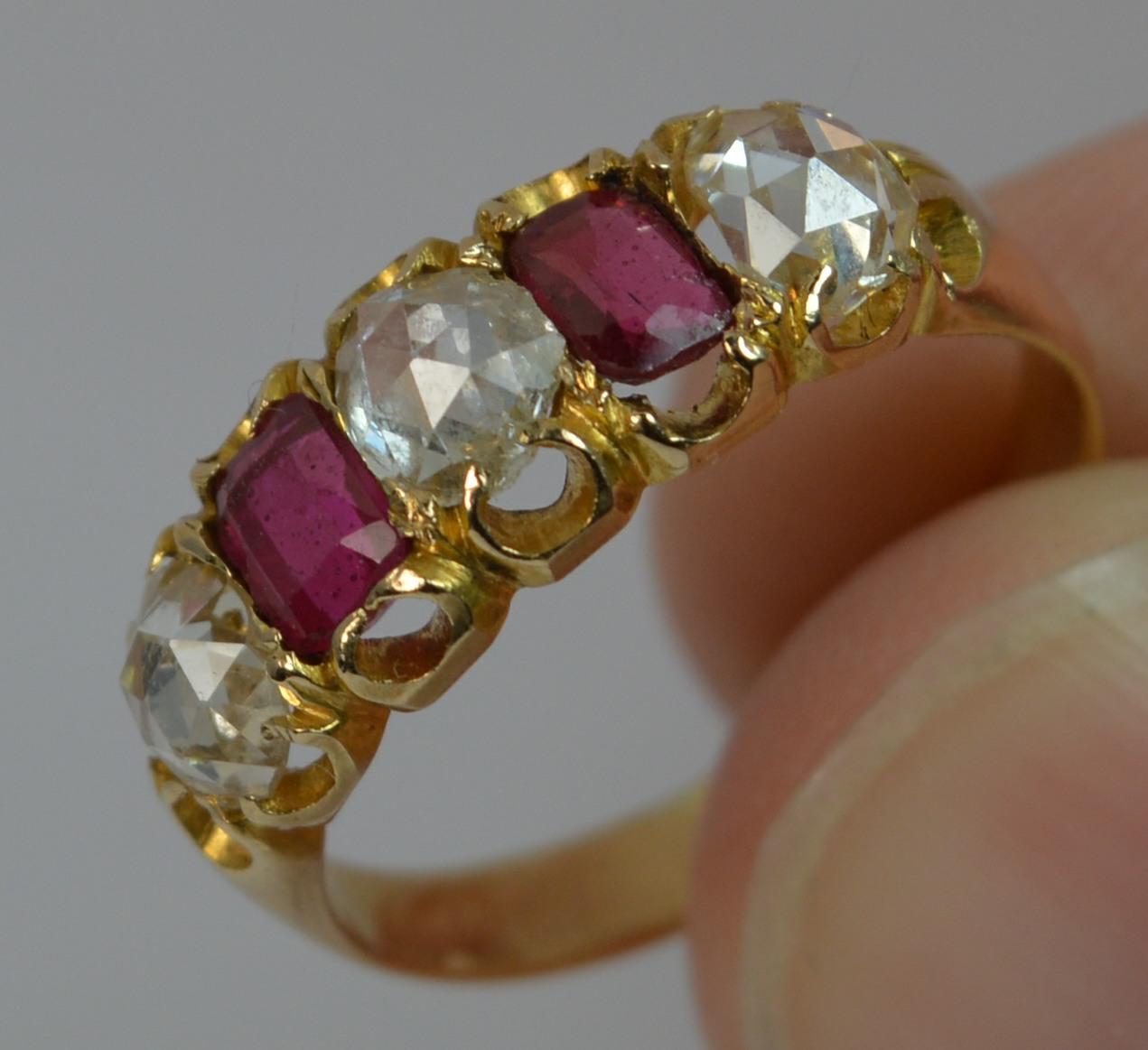 Victorian 1.20 Carat Rose Cut Diamond Five-Stone 15 Carat Gold Ring 1