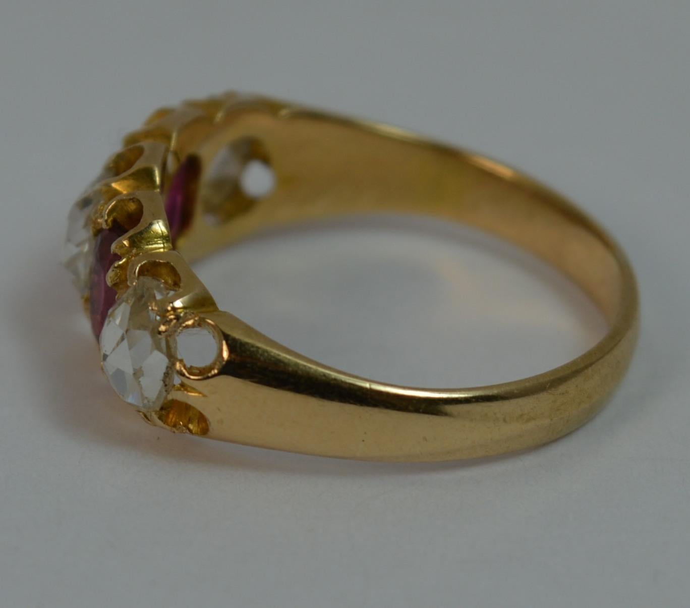 Victorian 1.20 Carat Rose Cut Diamond Five-Stone 15 Carat Gold Ring 4