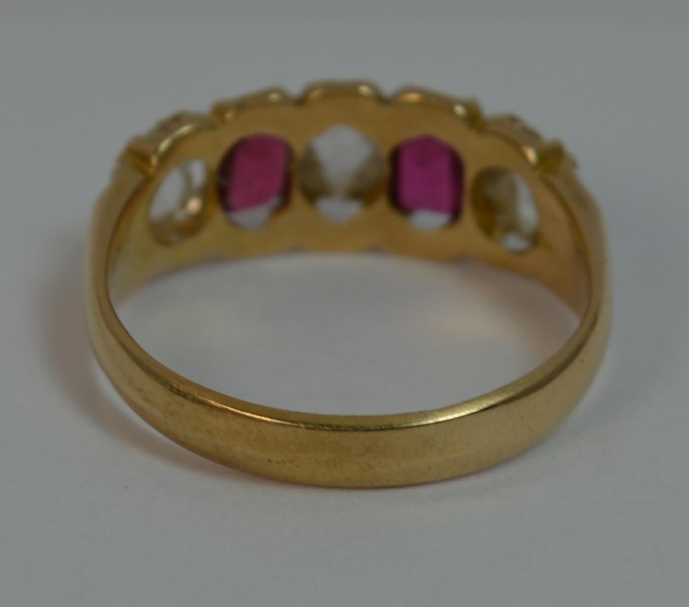 Victorian 1.20 Carat Rose Cut Diamond Five-Stone 15 Carat Gold Ring 5