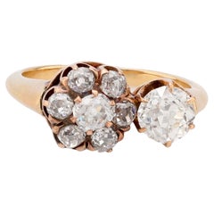 Viktorianischer 1,20 Karat Gesamtgewicht Diamant 14k Gelbgold Cluster-Ring