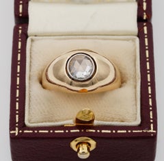 Victorian 1.20 Ct Spread Rose Cut Diamond 18 Kt Gold Ring Boxed