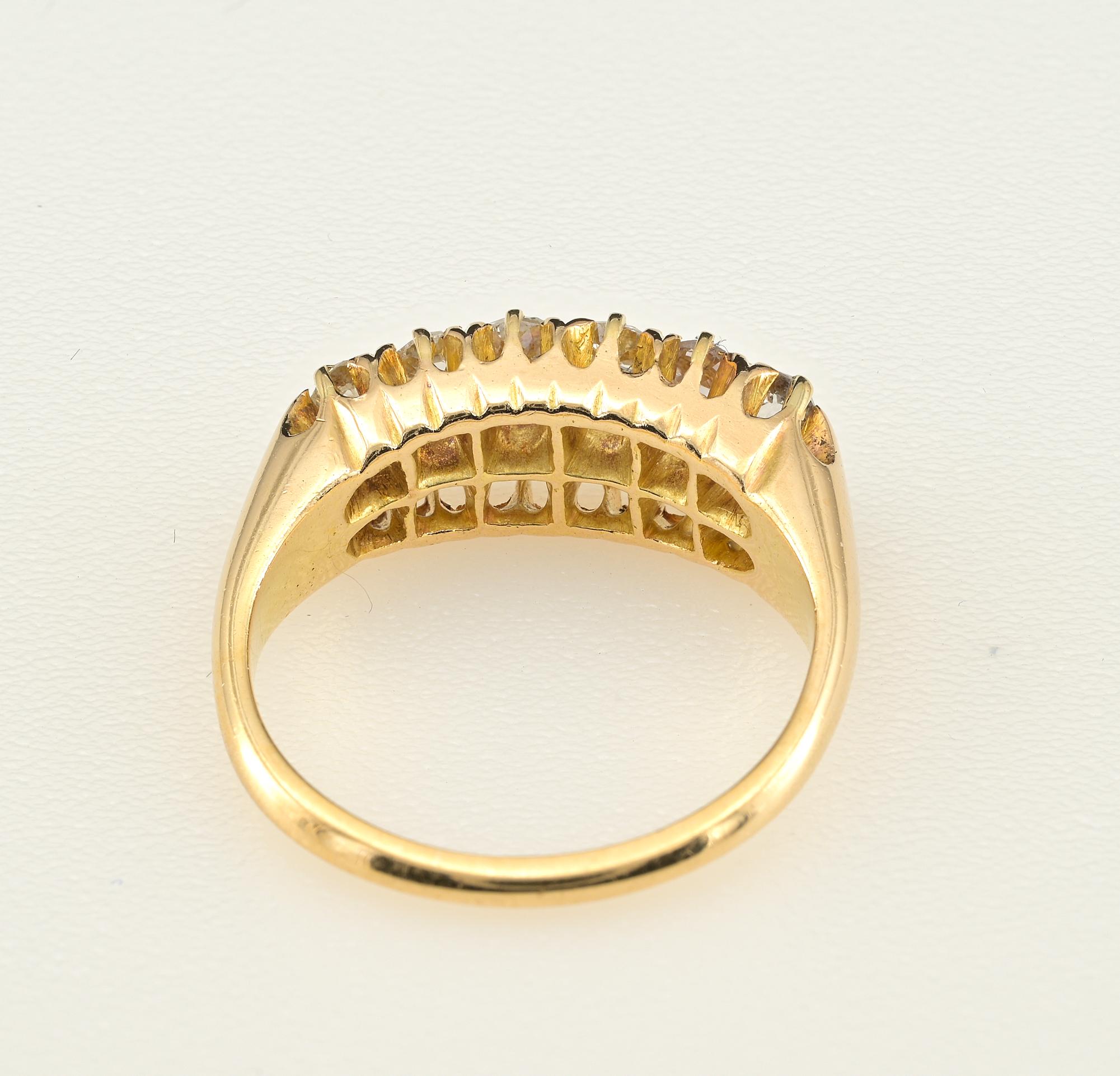 Victorian 1.20 Old Mine cut Diamond Double Row Ring In Good Condition For Sale In Napoli, IT
