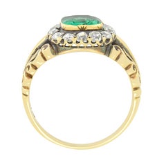 Victorian 1.20ct Emerald and Diamond Cluster Ring, c.1880s