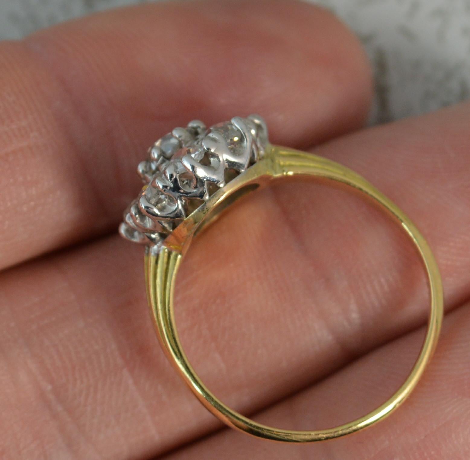 Women's Victorian 1.20 Carat Old Cut Diamond 18 Carat Gold and Platinum Cluster Ring