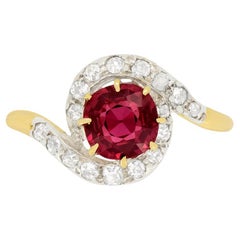 Victorian 1.20ct Ruby and Diamond Twist Ring, c.1880s