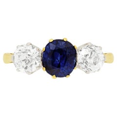 Antique Victorian 1.20ct Sapphire and Diamond Ring, c.1900s