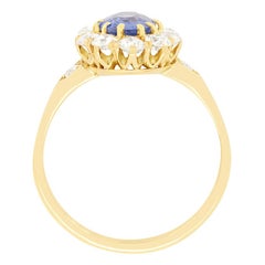 Victorian 1.21ct Sapphire and Diamond Cluster Ring, c.1880s