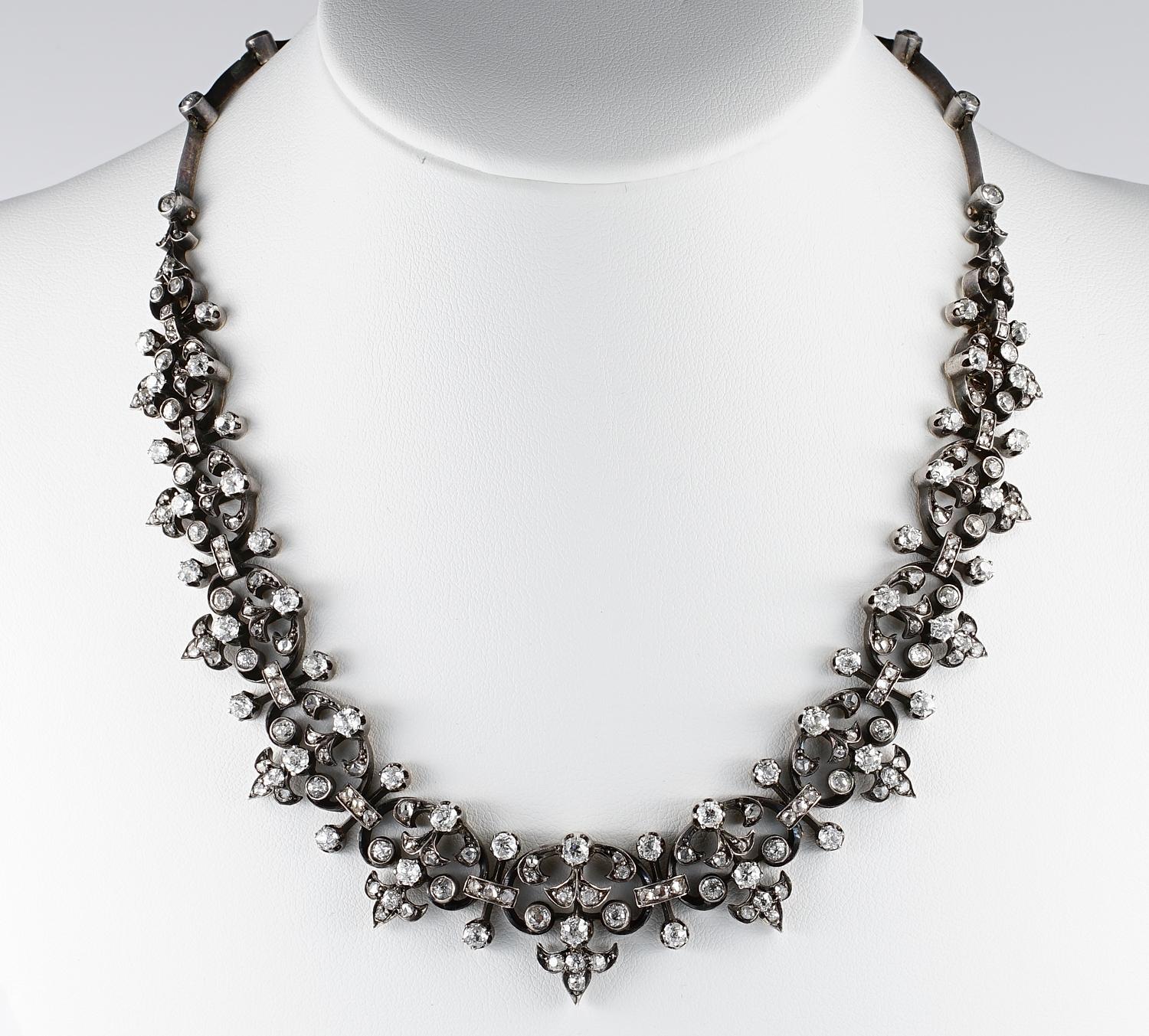 Viktorianisches 12,20 Karat Diamant-Halskette mit Schachtel (Frühviktorianisch) im Angebot