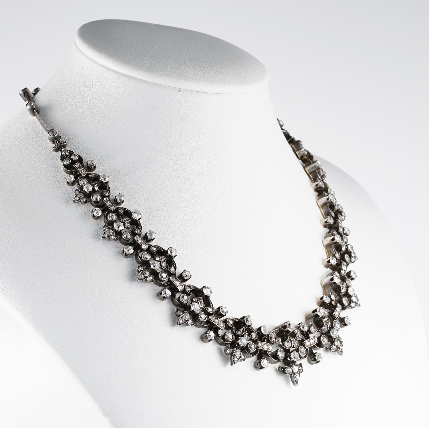 Viktorianisches 12,20 Karat Diamant-Halskette mit Schachtel im Zustand „Gut“ im Angebot in Napoli, IT