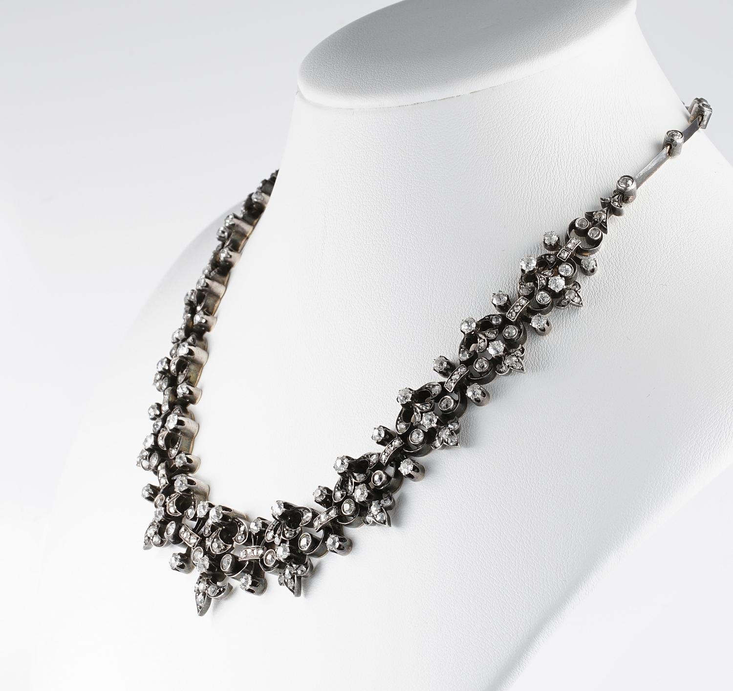 Viktorianisches 12,20 Karat Diamant-Halskette mit Schachtel Damen im Angebot