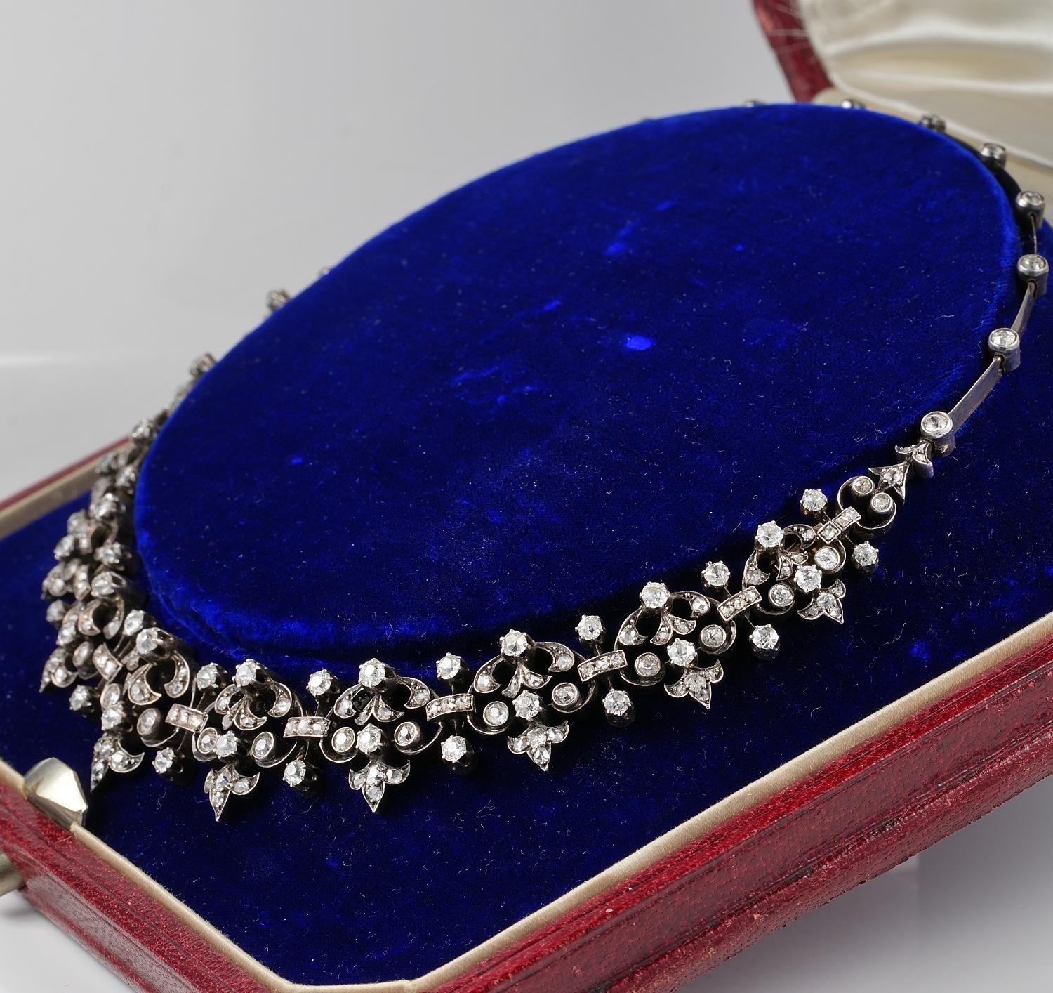 Viktorianisches 12,20 Karat Diamant-Halskette mit Schachtel im Angebot 1