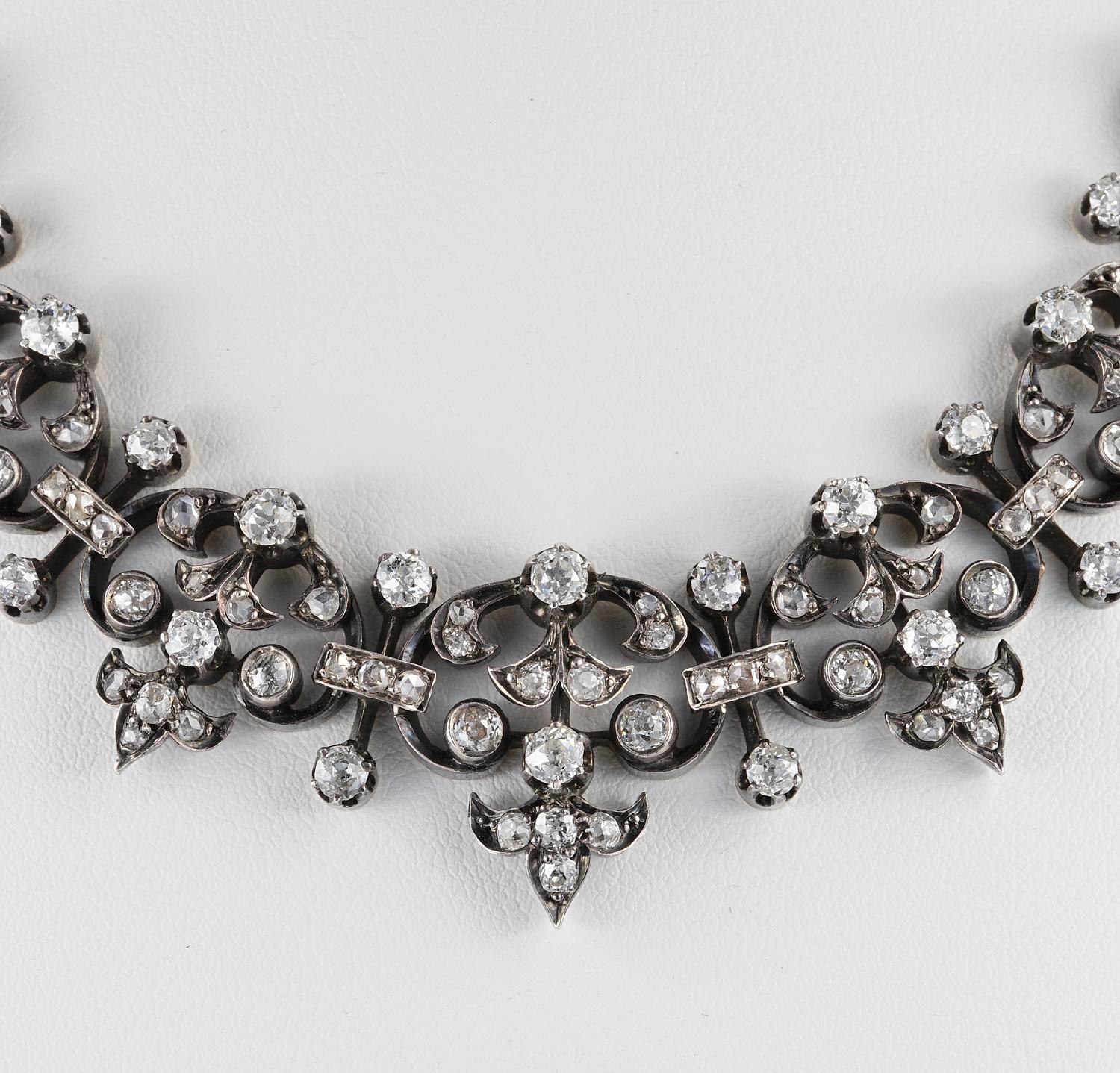 Viktorianisches 12,20 Karat Diamant-Halskette mit Schachtel im Angebot 2