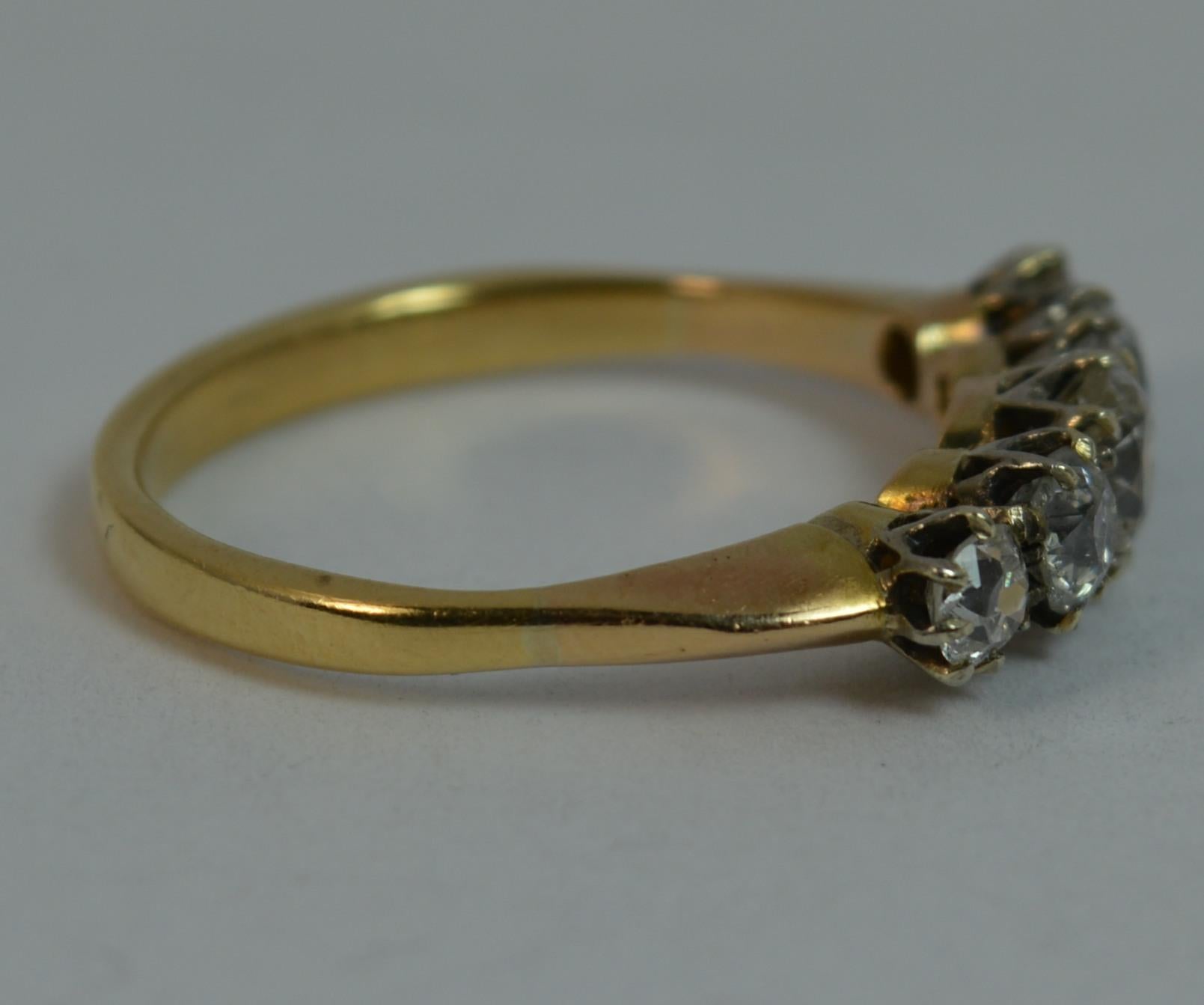 Victorian 1.25 Carat Old Cut Diamond 18 Carat Gold Five-Stone Stack Ring 1